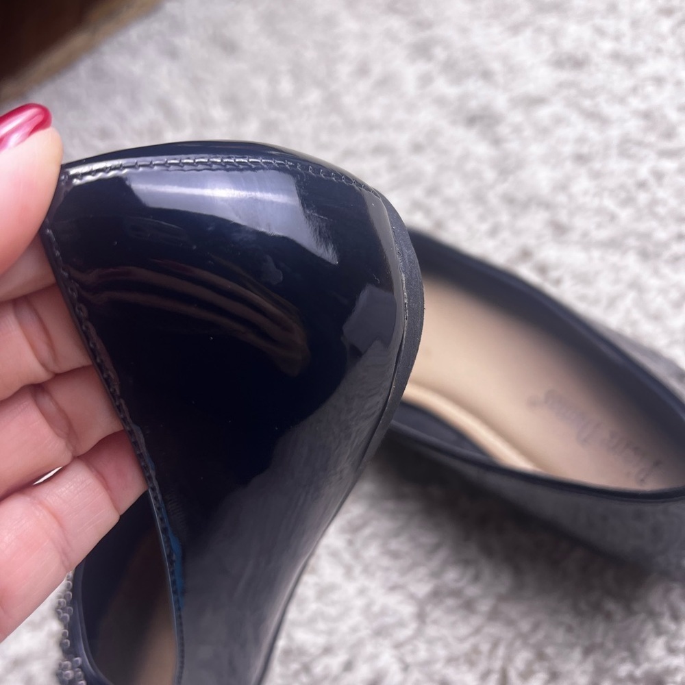 WOMENS PIERRE DUMAS BLACK PATENT BALLET FLATS WITH RHINESTONES SIZE 7 EUC - Picture 8 of 15